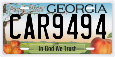 GA license plate CAR9494