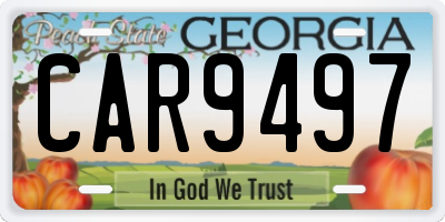 GA license plate CAR9497