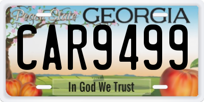 GA license plate CAR9499