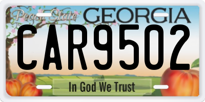 GA license plate CAR9502