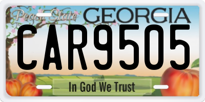 GA license plate CAR9505