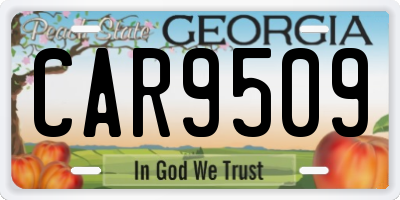 GA license plate CAR9509