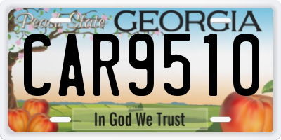 GA license plate CAR9510