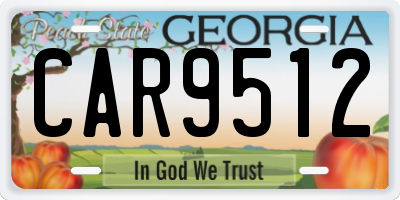 GA license plate CAR9512