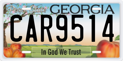 GA license plate CAR9514