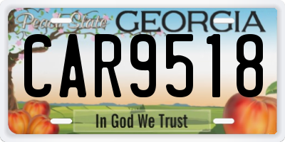 GA license plate CAR9518