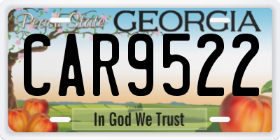 GA license plate CAR9522