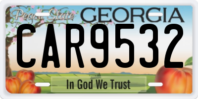 GA license plate CAR9532