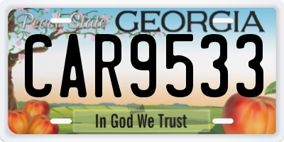 GA license plate CAR9533