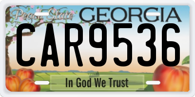 GA license plate CAR9536