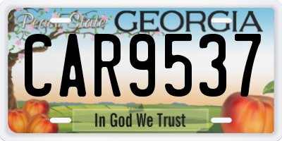 GA license plate CAR9537