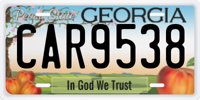 GA license plate CAR9538