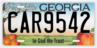 GA license plate CAR9542