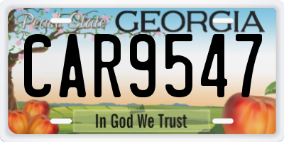 GA license plate CAR9547