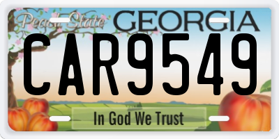 GA license plate CAR9549