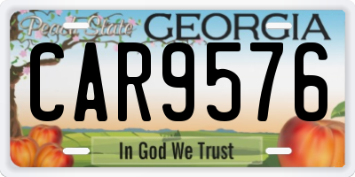 GA license plate CAR9576