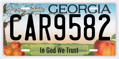 GA license plate CAR9582