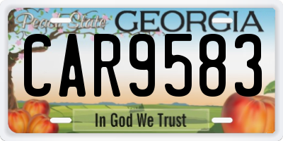 GA license plate CAR9583