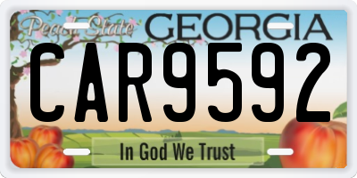 GA license plate CAR9592