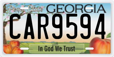 GA license plate CAR9594