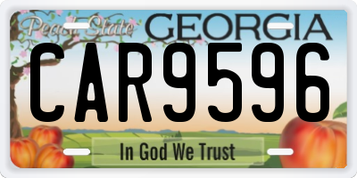 GA license plate CAR9596