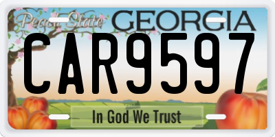 GA license plate CAR9597