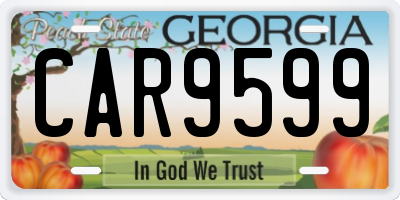 GA license plate CAR9599