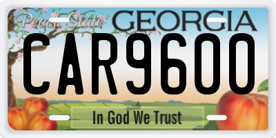 GA license plate CAR9600