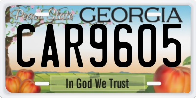 GA license plate CAR9605