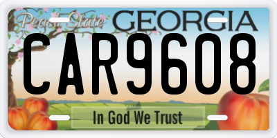GA license plate CAR9608