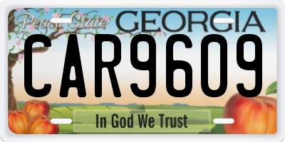 GA license plate CAR9609