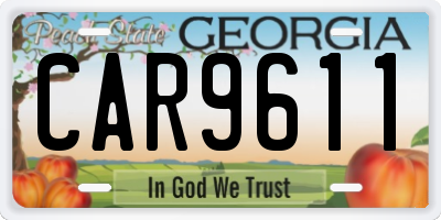 GA license plate CAR9611