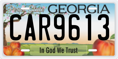 GA license plate CAR9613