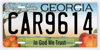 GA license plate CAR9614