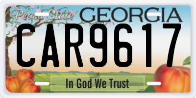 GA license plate CAR9617