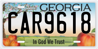 GA license plate CAR9618