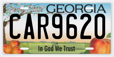 GA license plate CAR9620