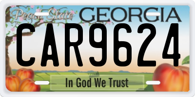 GA license plate CAR9624