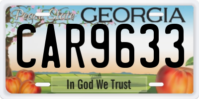 GA license plate CAR9633