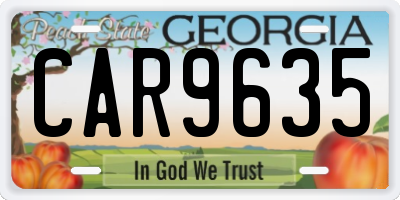 GA license plate CAR9635