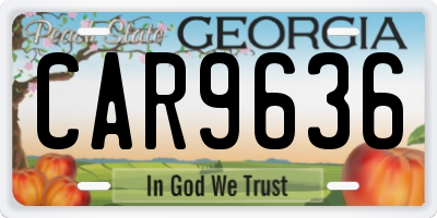 GA license plate CAR9636