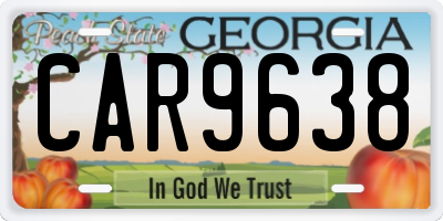 GA license plate CAR9638