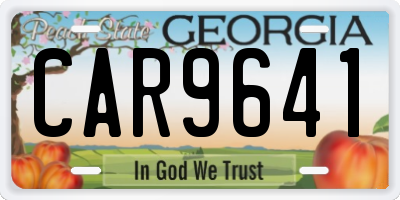 GA license plate CAR9641