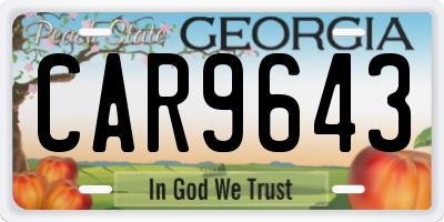 GA license plate CAR9643