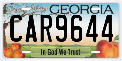 GA license plate CAR9644