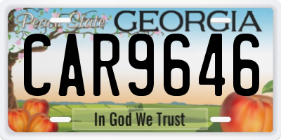 GA license plate CAR9646