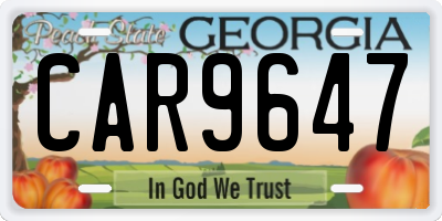 GA license plate CAR9647