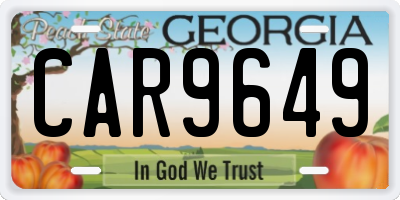 GA license plate CAR9649