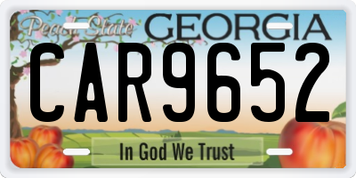 GA license plate CAR9652