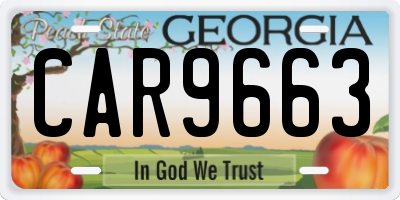 GA license plate CAR9663